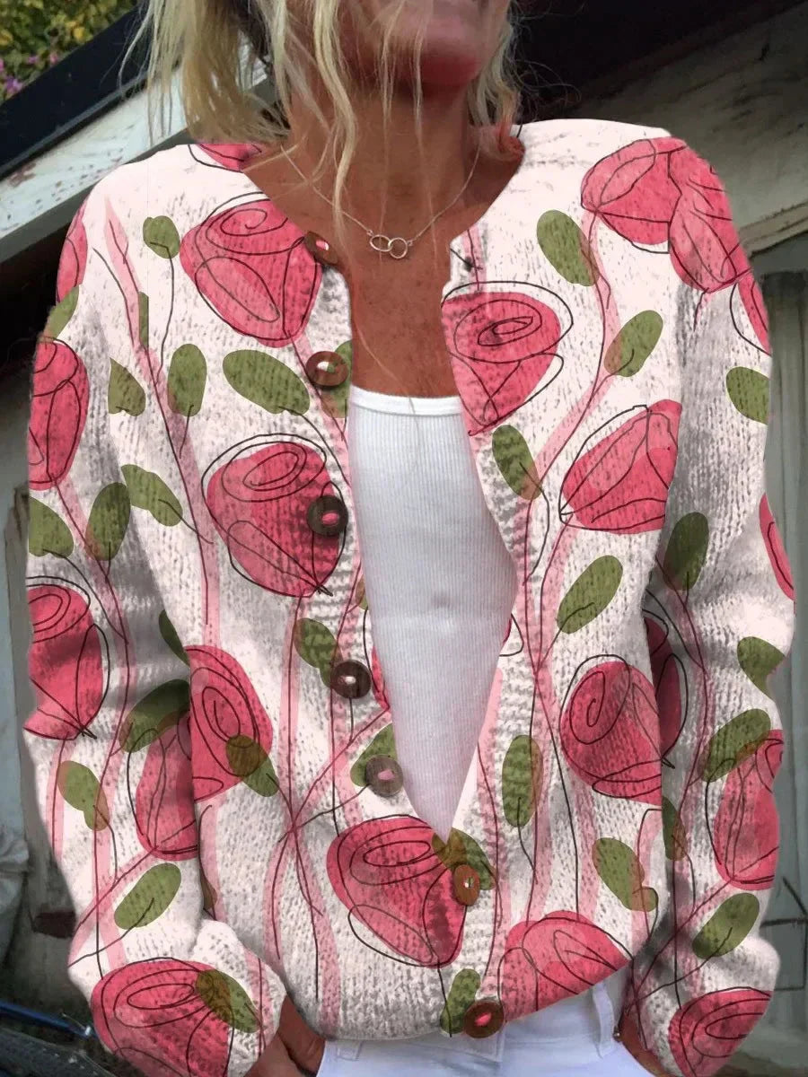 Shane™ - Blomstret Knapcardigan