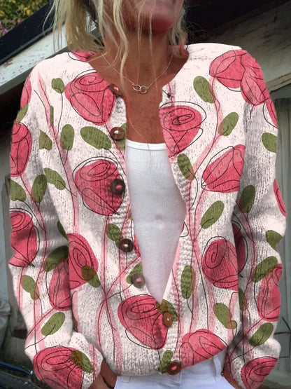 Shane™ - Blomstret Knapcardigan